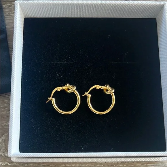 Celine Gold knot small hoop Earrings - Picture 3 of 8